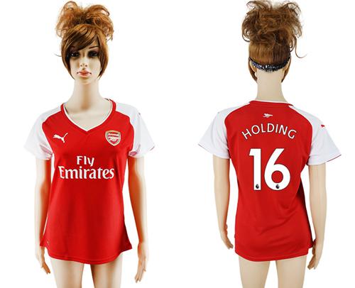 Women's Arsenal #16 Holding Home Soccer Club Jersey - Click Image to Close